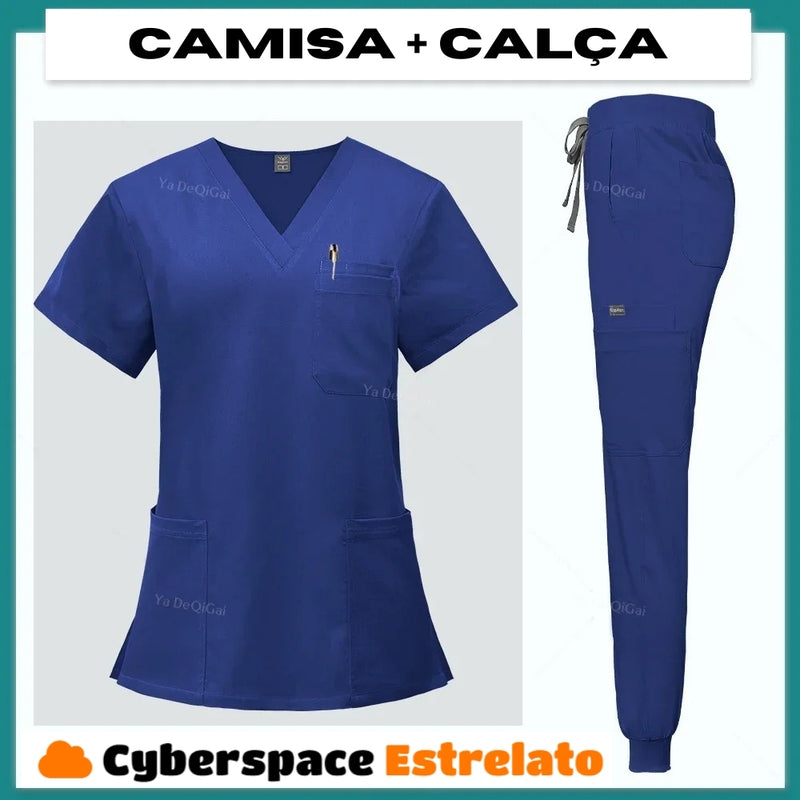 Pijama Cirúrgico Feminino Profissional Cyberspace Estrelato