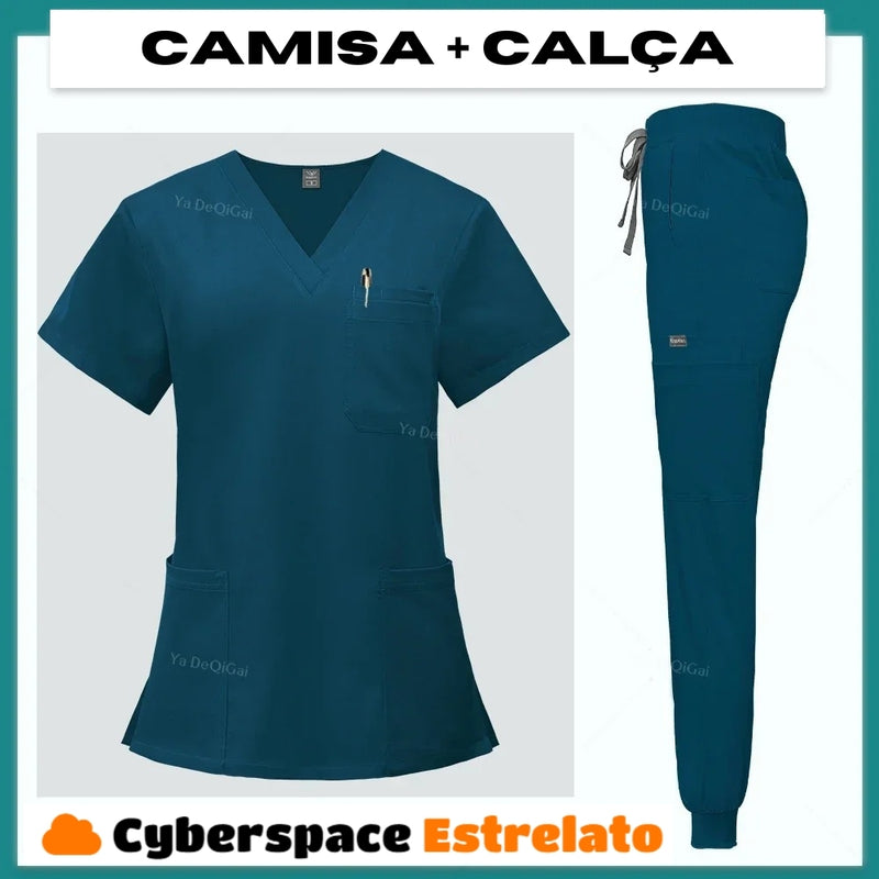 Pijama Cirúrgico Feminino Profissional Cyberspace Estrelato