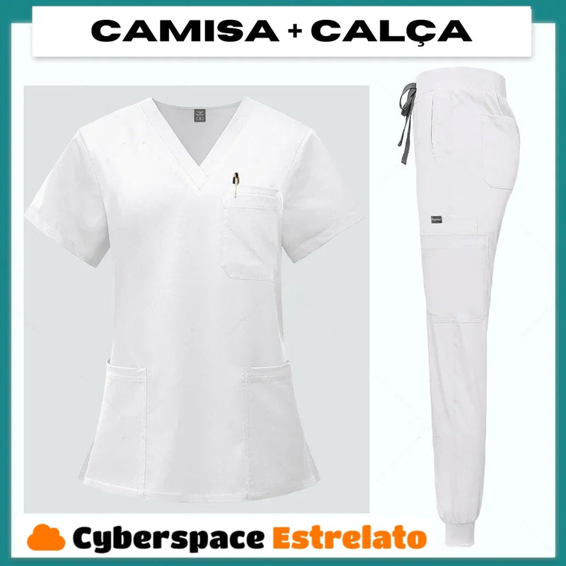 Pijama Cirúrgico Feminino Profissional Cyberspace Estrelato