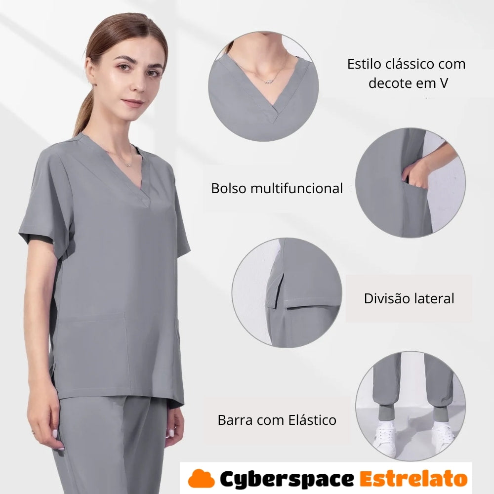 Pijama Cirúrgico Feminino Cyberspace Estrelato