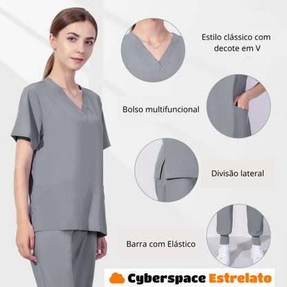 Pijama Cirúrgico Feminino Cyberspace Estrelato