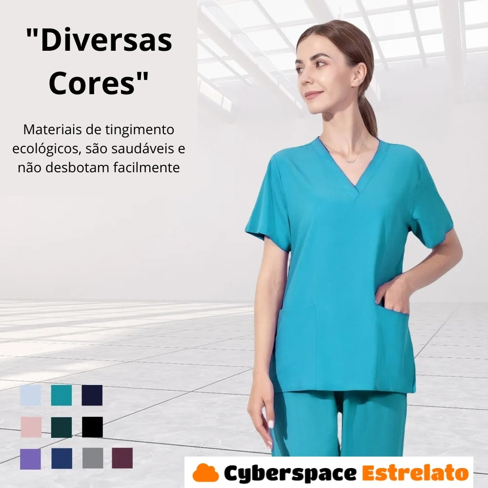 Pijama Cirúrgico Feminino Cyberspace Estrelato