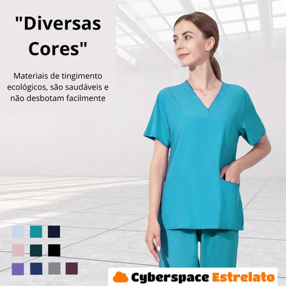 Pijama Cirúrgico Feminino Cyberspace Estrelato