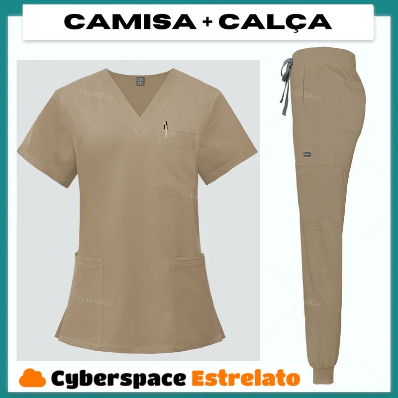 Pijama Cirúrgico Feminino Profissional Cyberspace Estrelato