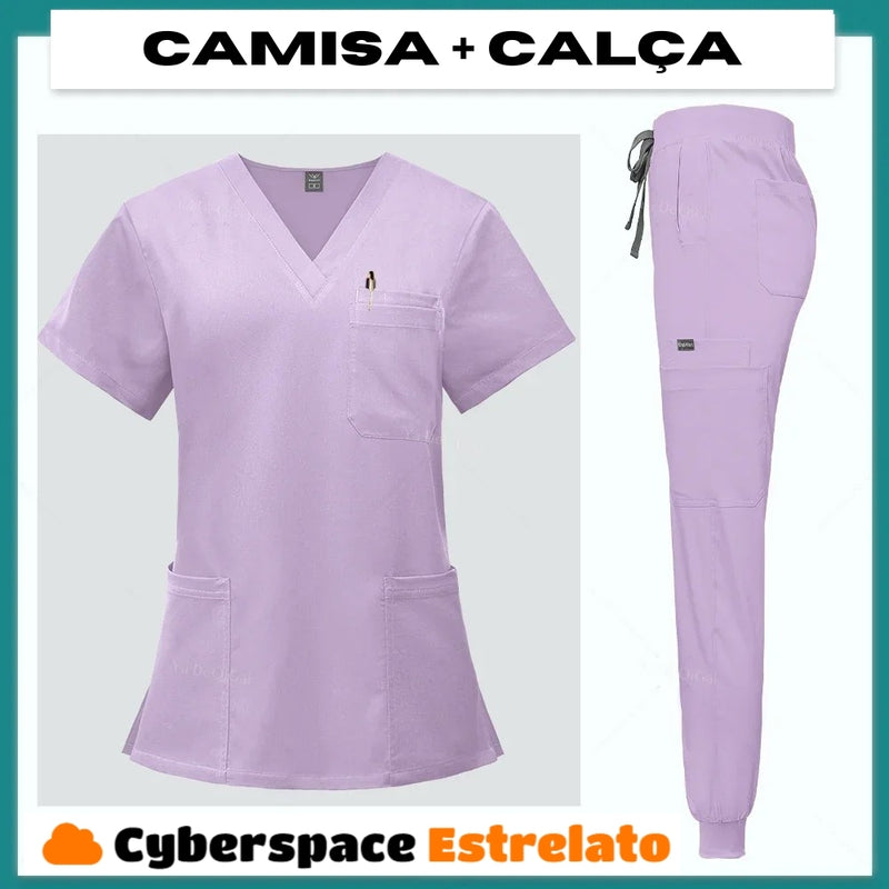 Pijama Cirúrgico Feminino Profissional Cyberspace Estrelato