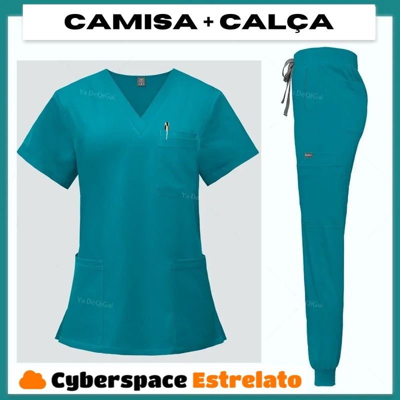 Pijama Cirúrgico Feminino Profissional Cyberspace Estrelato