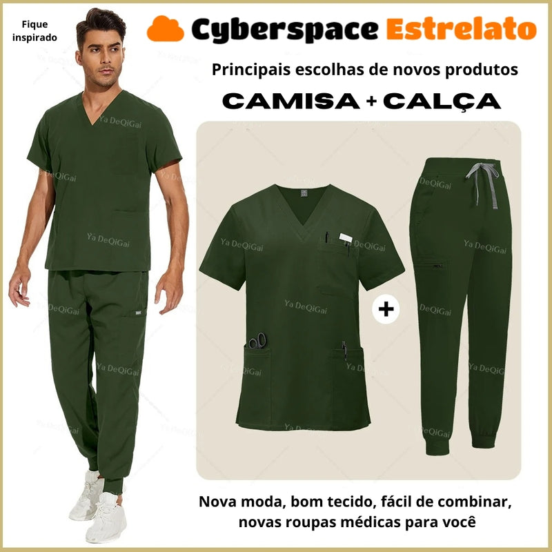 Pijama Cirúrgico Masculino Profissional Cyberspace Estrelato